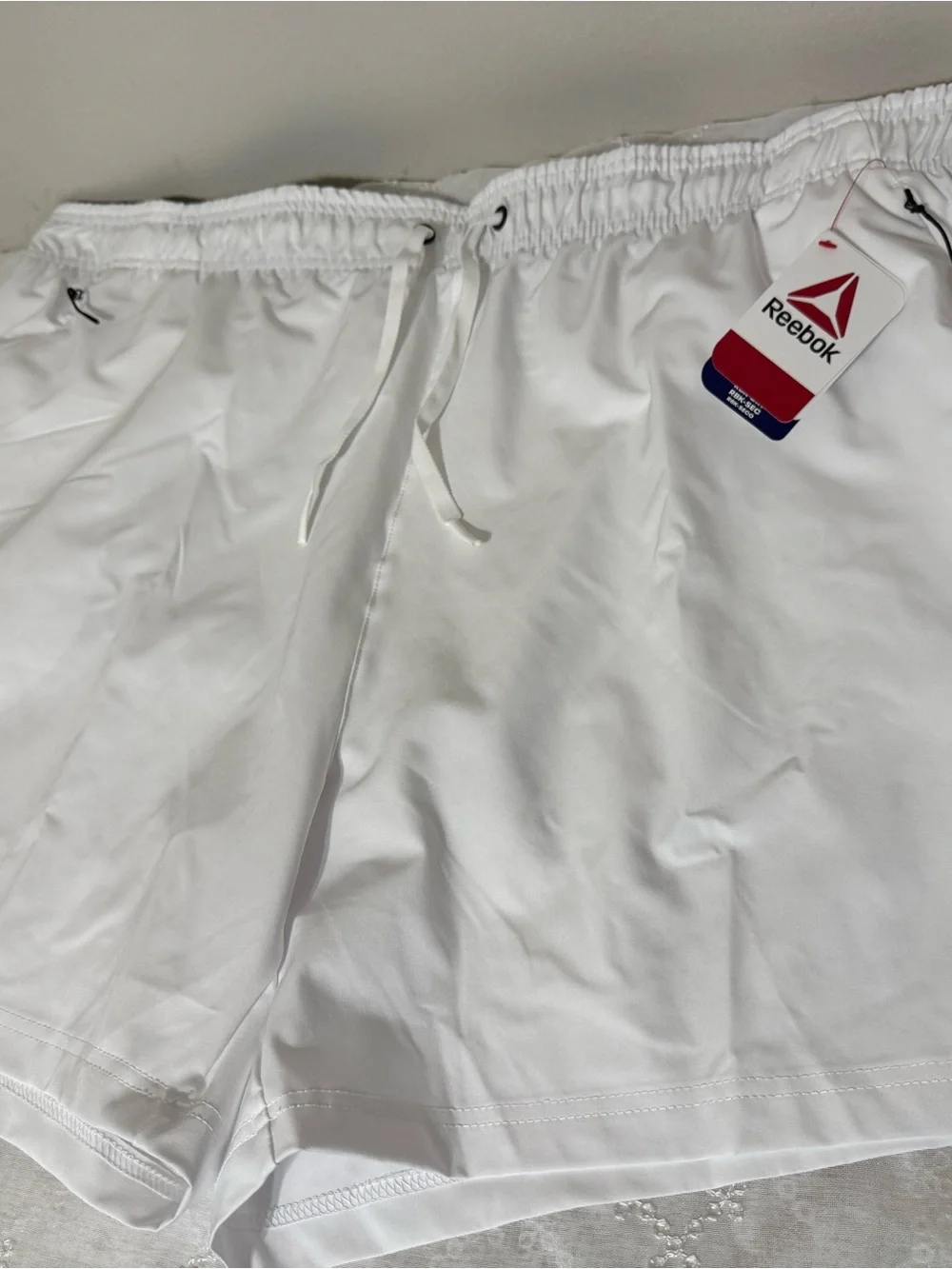 Reebok Men’s White Athletic Drawstring Shorts